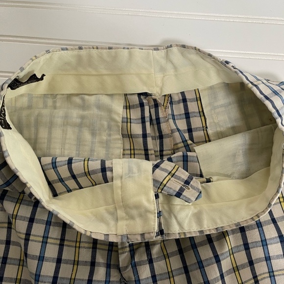 Gimbels Vintage Mens Bermuda Plaid Cotton Yellow Blue Inseam 7 Shorts - Picture 5 of 9
